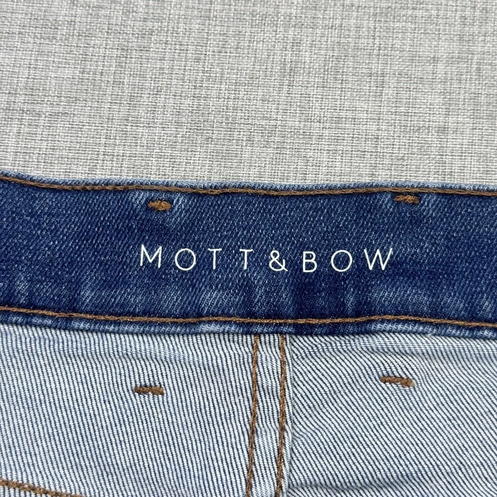 Mott & Bow Jeans Mens 38x32 Straight Blue Medium Wash Stretch Pockets Logo Denim